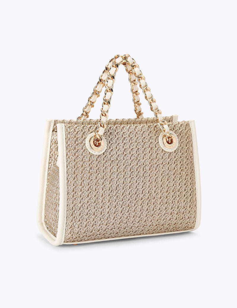 Carvela metallic raffia tote bag with starfish embellishments, imported from the UK