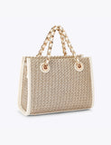 Carvela metallic raffia tote bag with starfish embellishments, imported from the UK