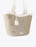 Carvela metallic starfish raffia tote bag, imported from the UK