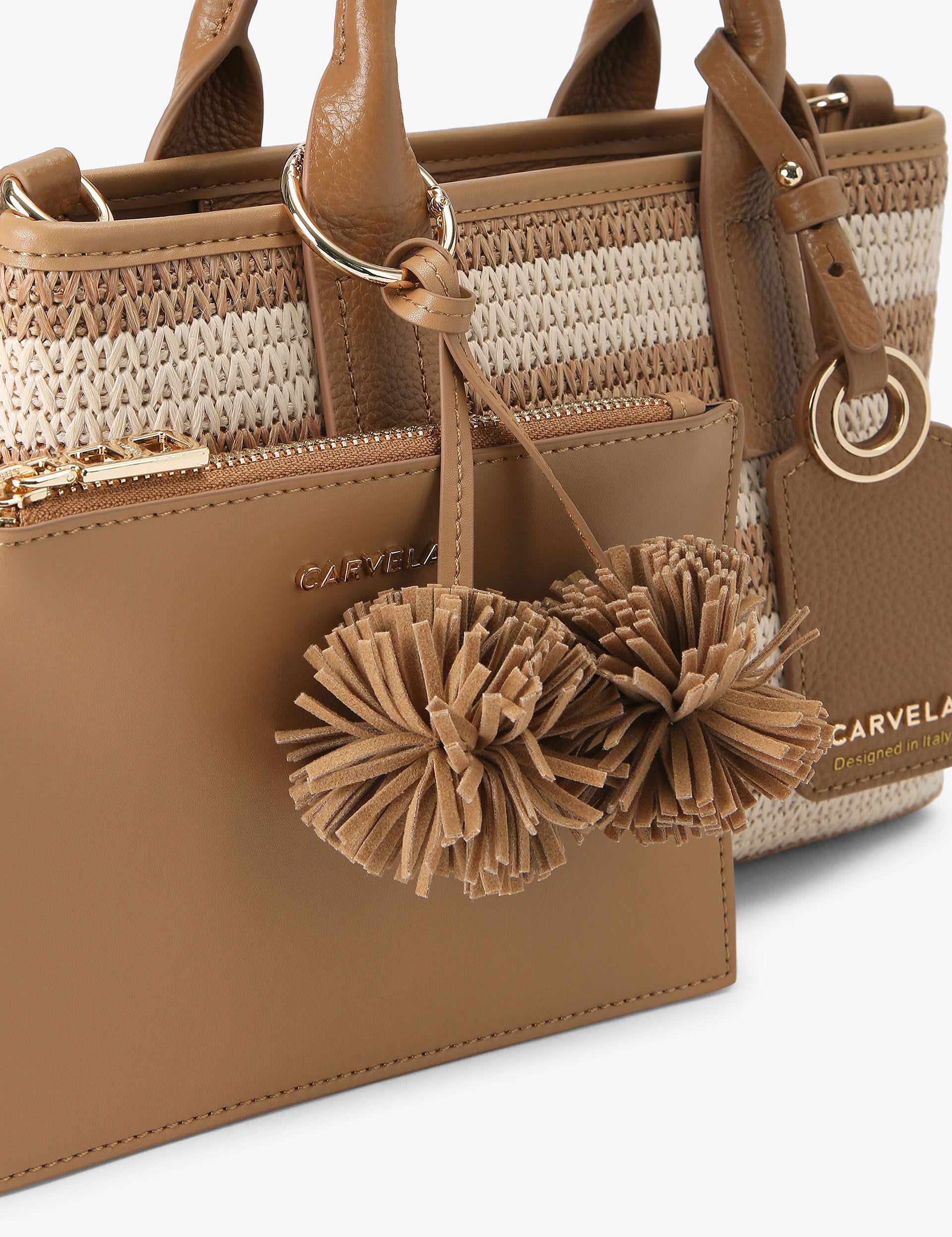 Carvela striped mini tote bag with leather handles, UK version