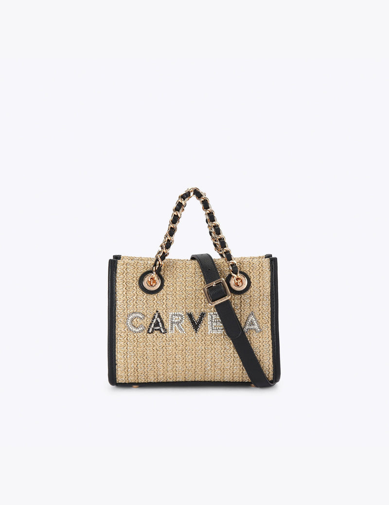 Carvela raffia beaded mini cross body bag, UK version