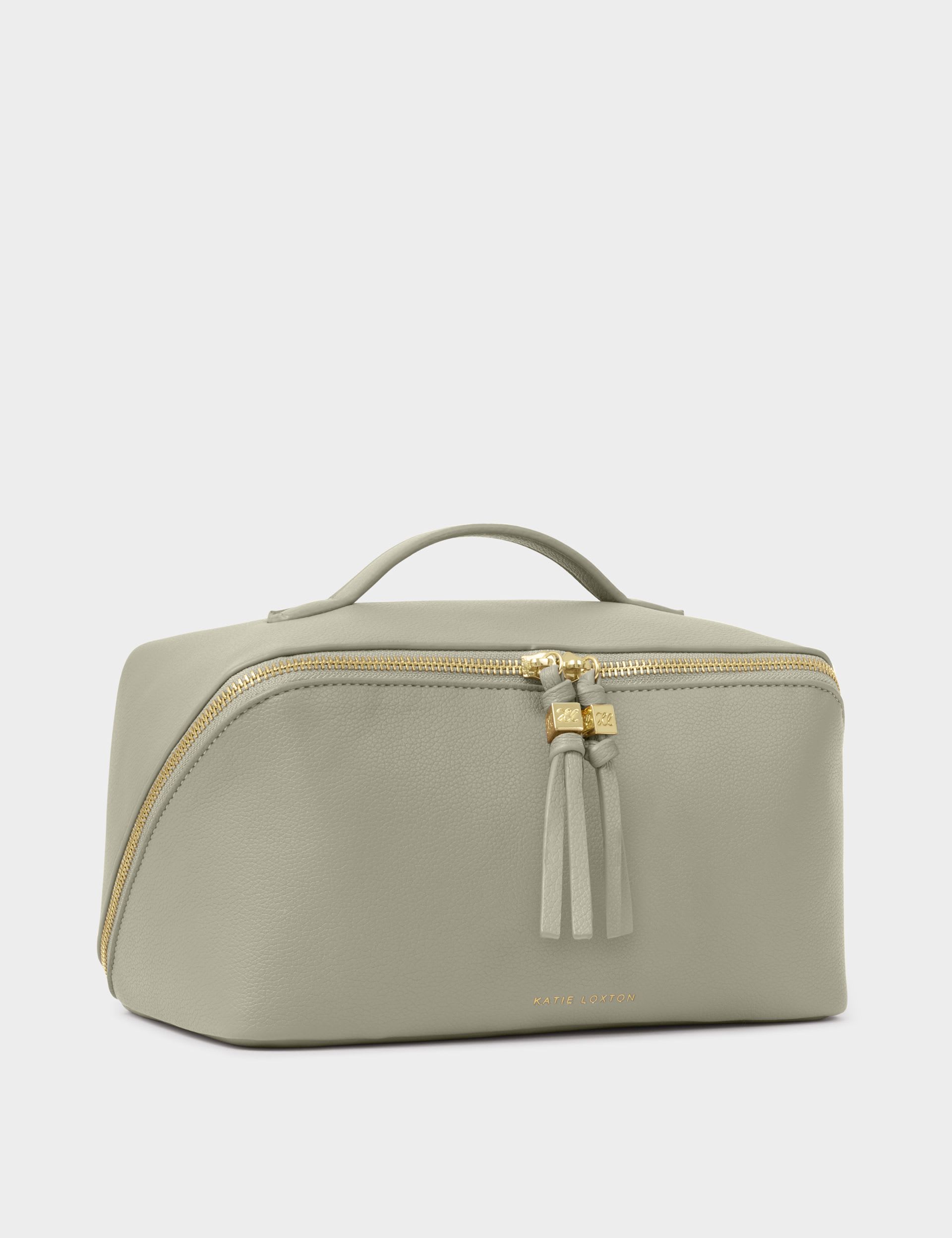Katie Loxton large personalised toiletry bag with suedette fabric (British brand)
