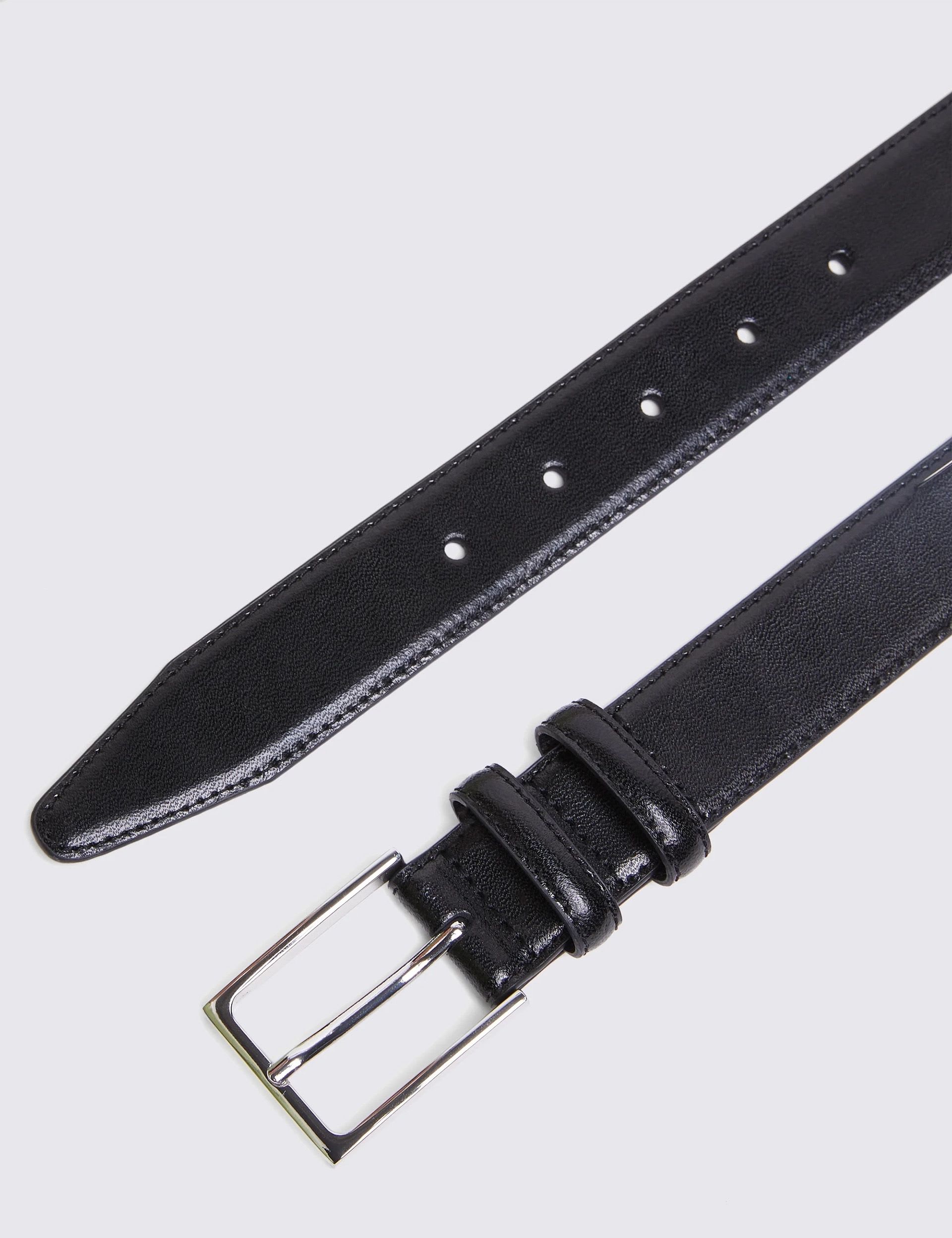 Moss leather smart belt with silver buckle (British brand)