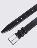 Moss leather smart belt with silver buckle (British brand)