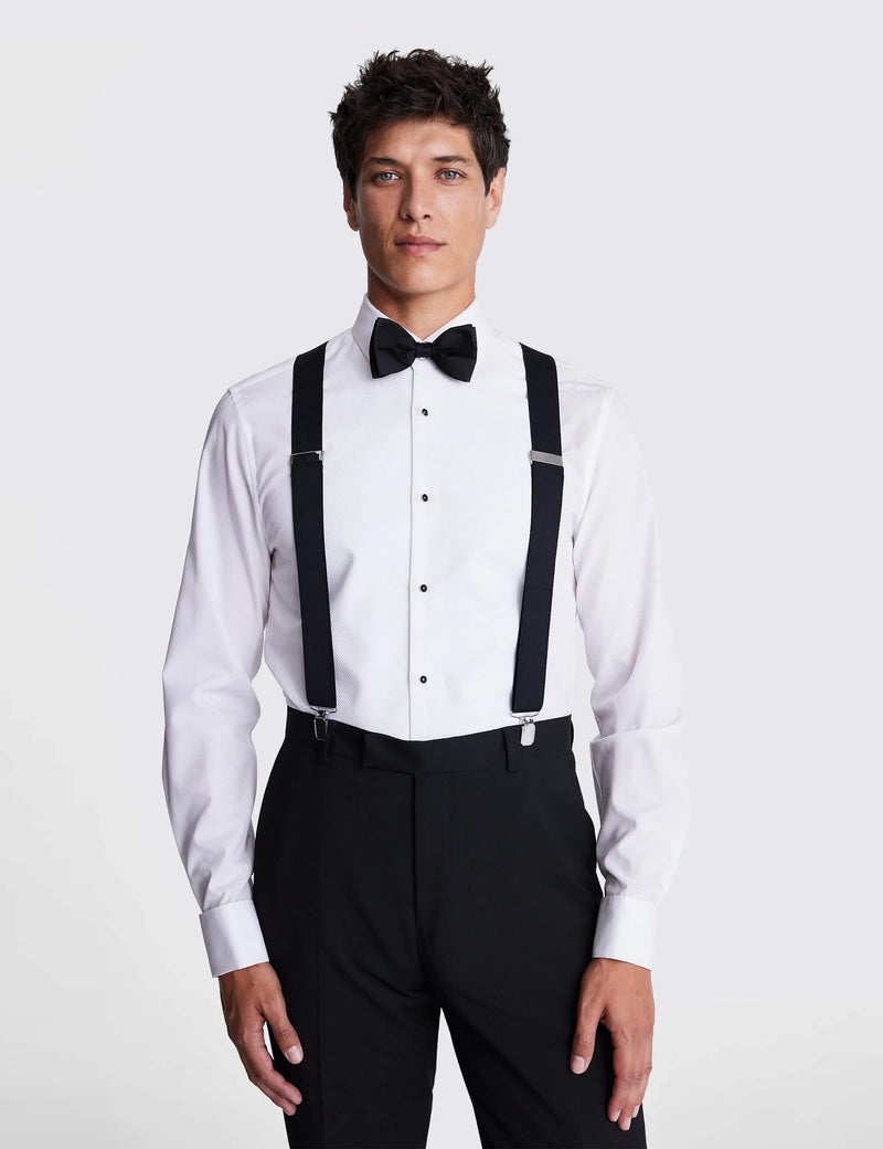 Moss black tie braces with clip-on straps, UK version