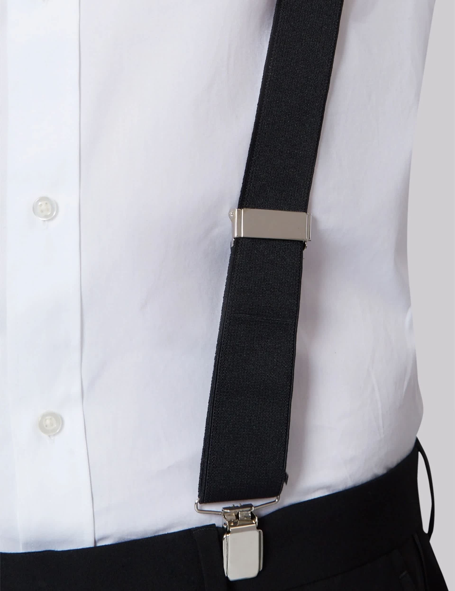 Moss black tie braces with clip-on straps, UK version