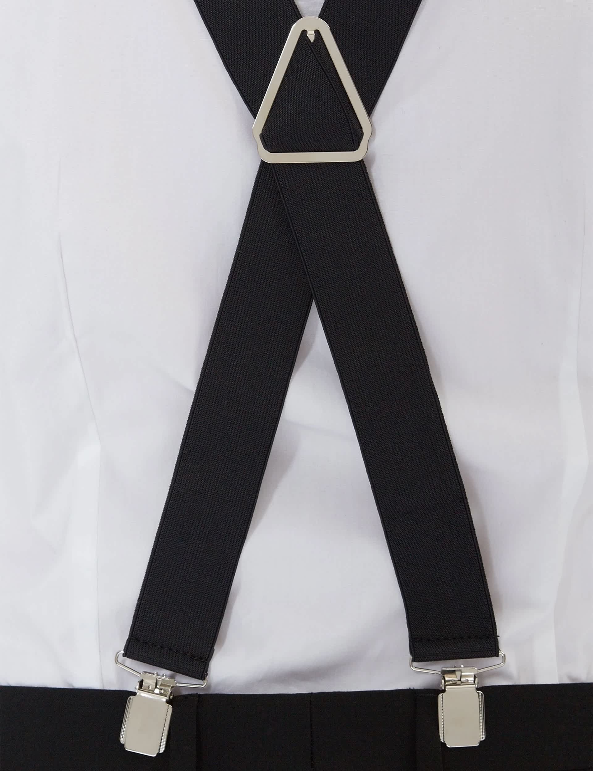 Moss black tie braces with clip-on straps, UK version