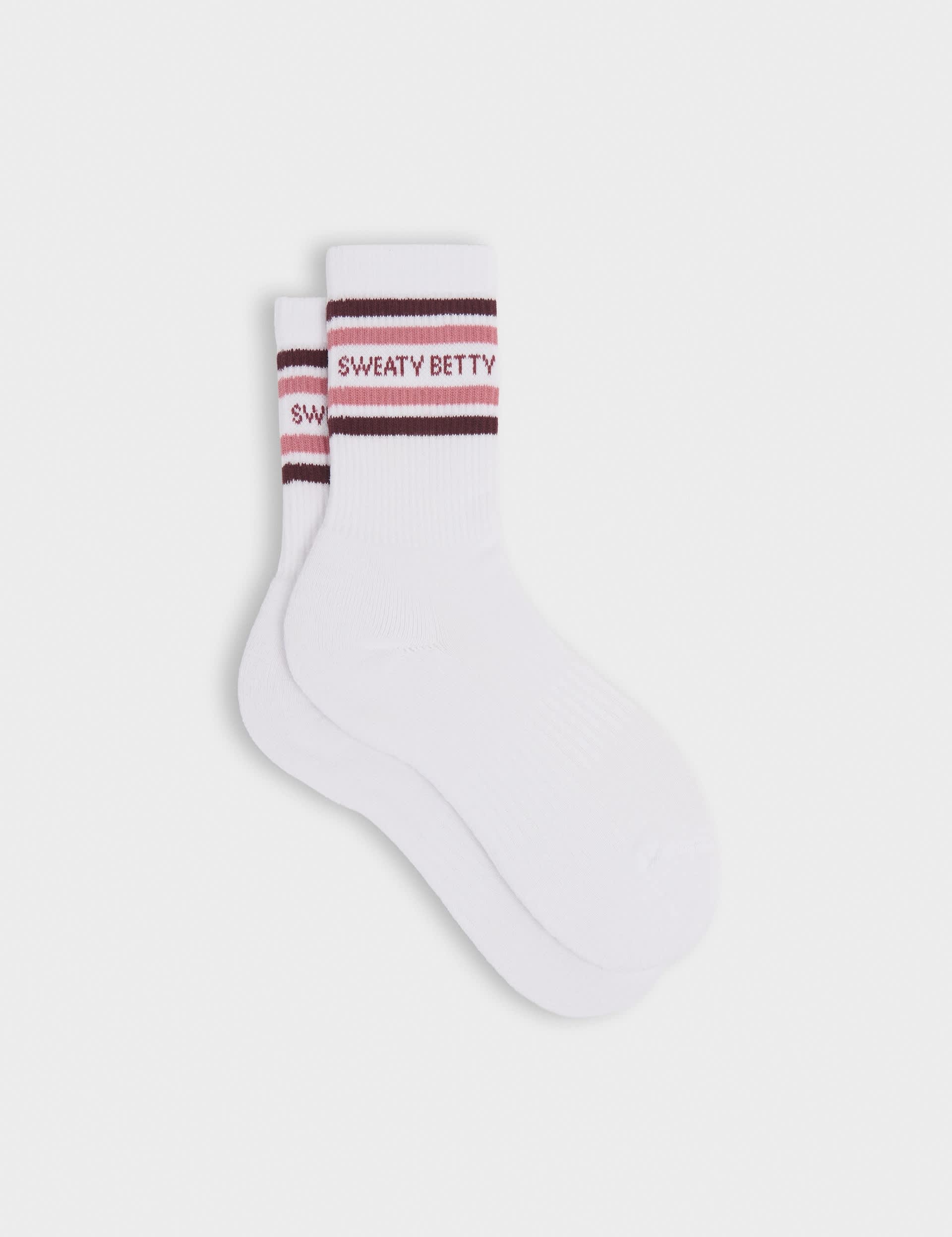 Sweaty Betty Varsity Slogan cotton rich ribbed socks, imported from the UK