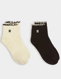 Sweaty Betty frill cuff ankle high socks 2 pack (British brand)