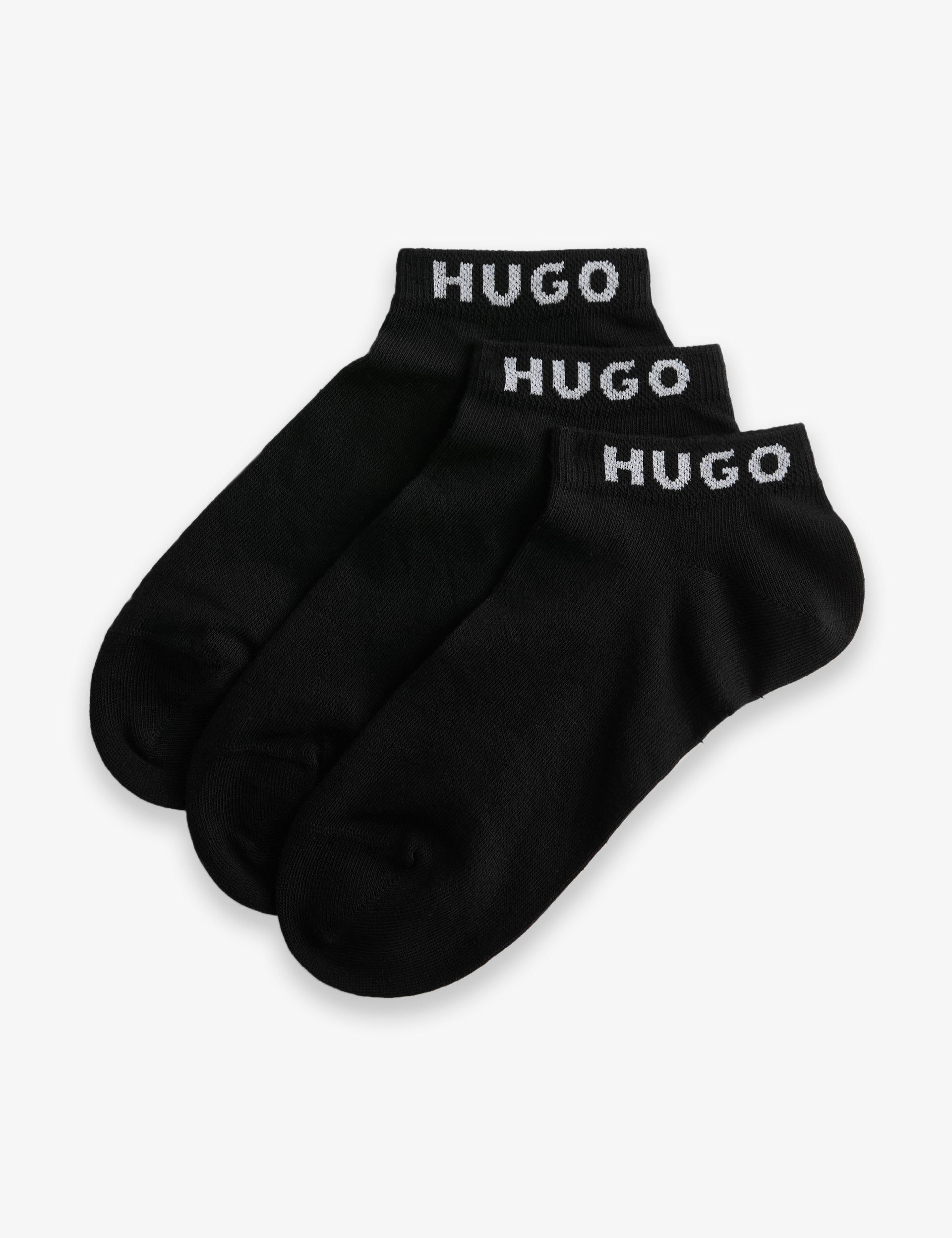 HUGO cotton-rich logo trainer socks 3 pack (British brand)