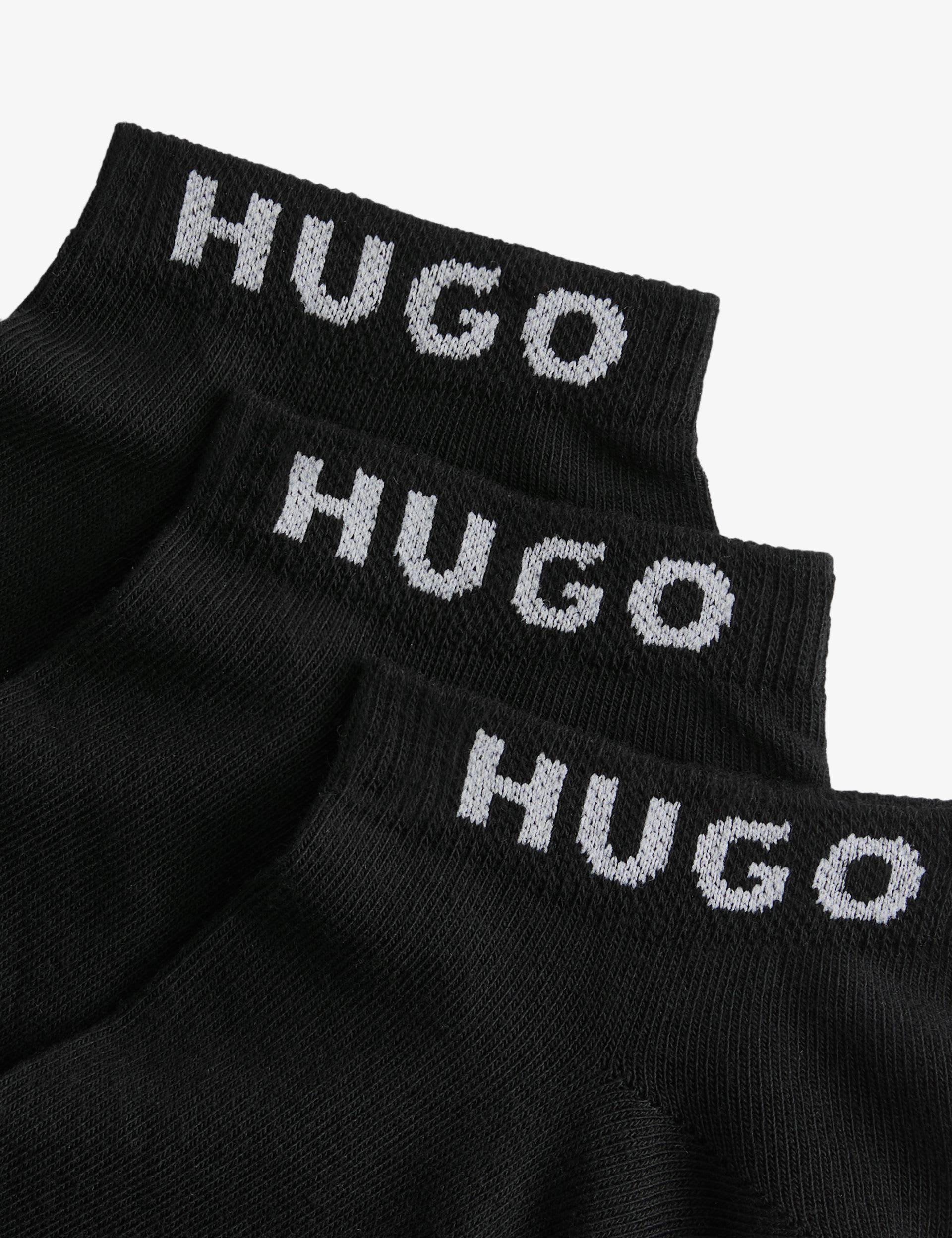 HUGO cotton-rich logo trainer socks 3 pack (British brand)