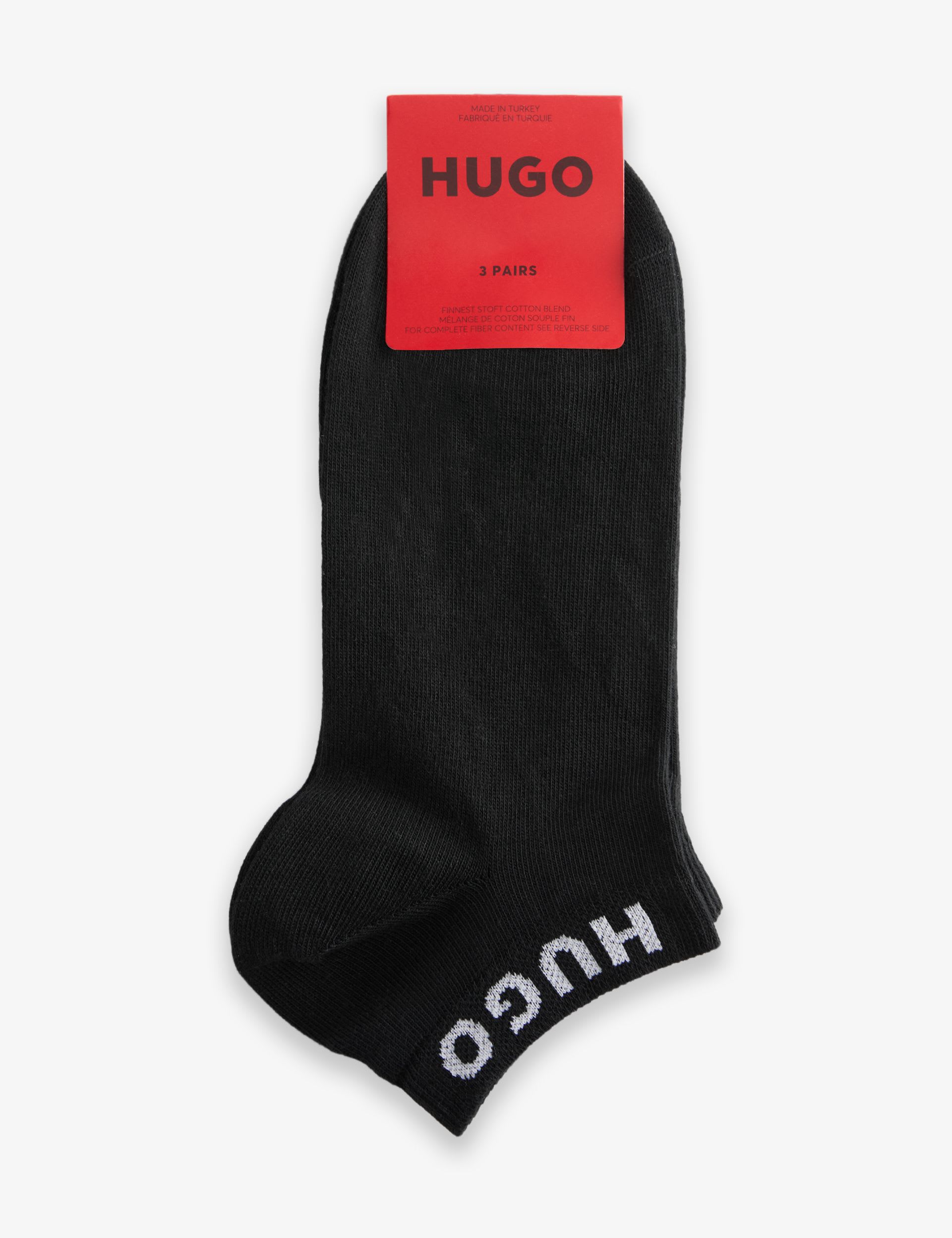HUGO cotton-rich logo trainer socks 3 pack (British brand)