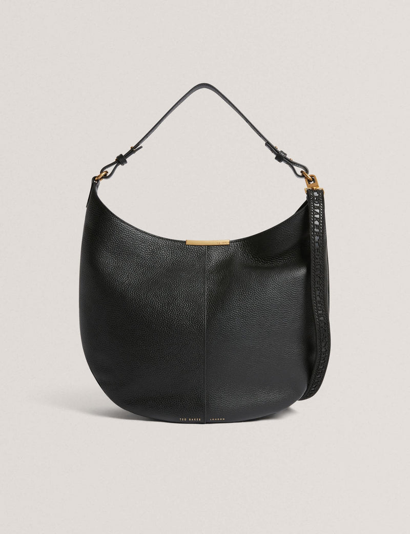 Leather Bar Detail Hobo Bag