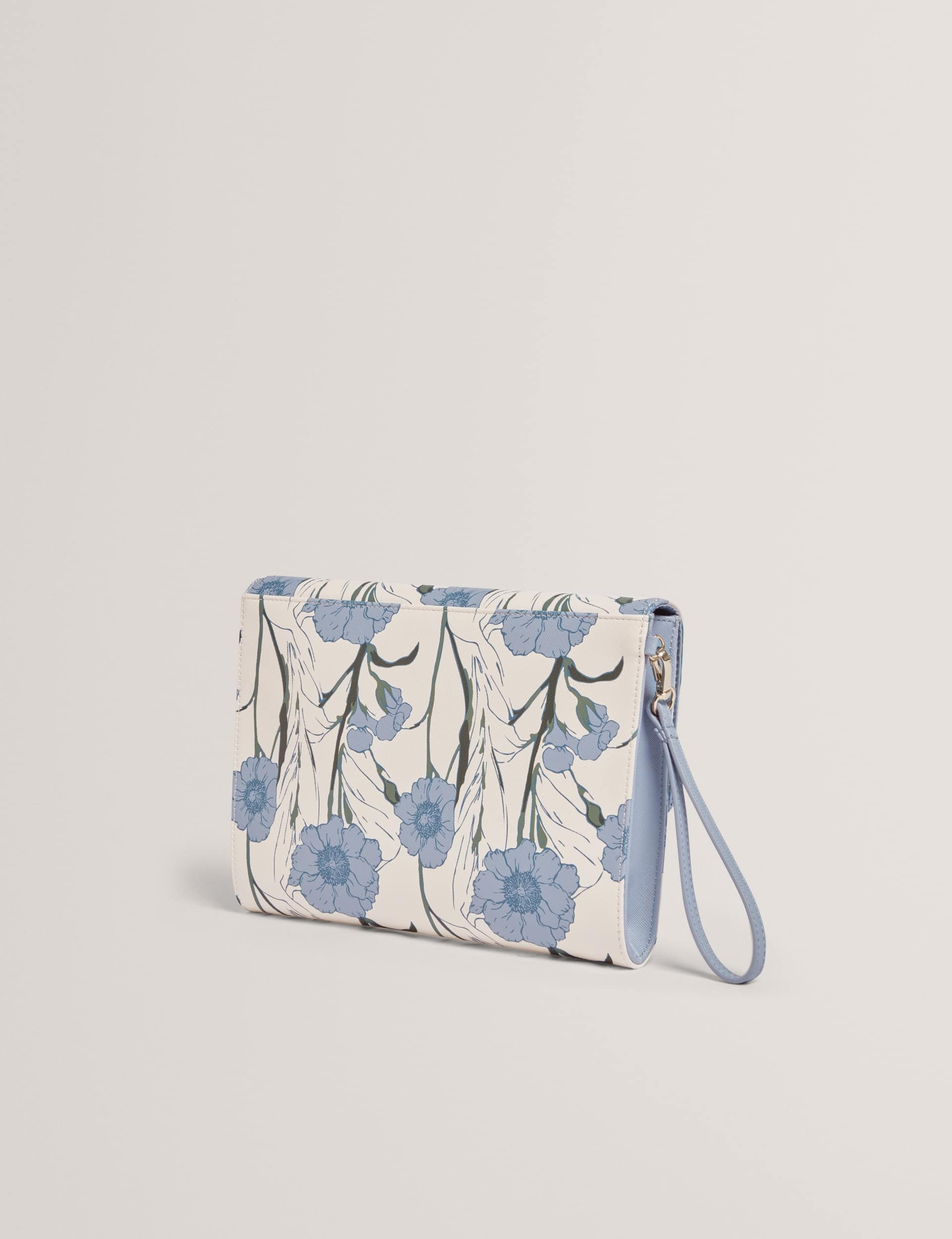 Ted Baker floral clutch bag with wrist strap, imported from the UK