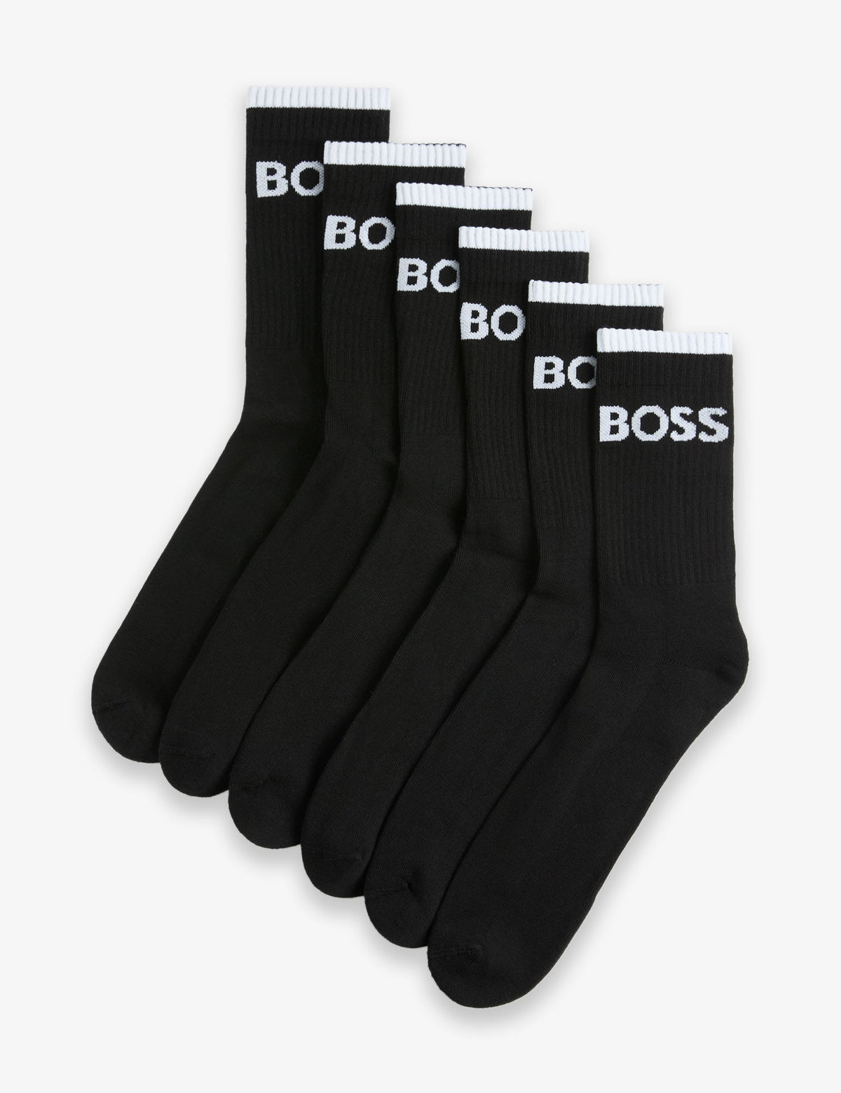 BOSS 6 Pack Stripe Cotton Rich Ankle Socks