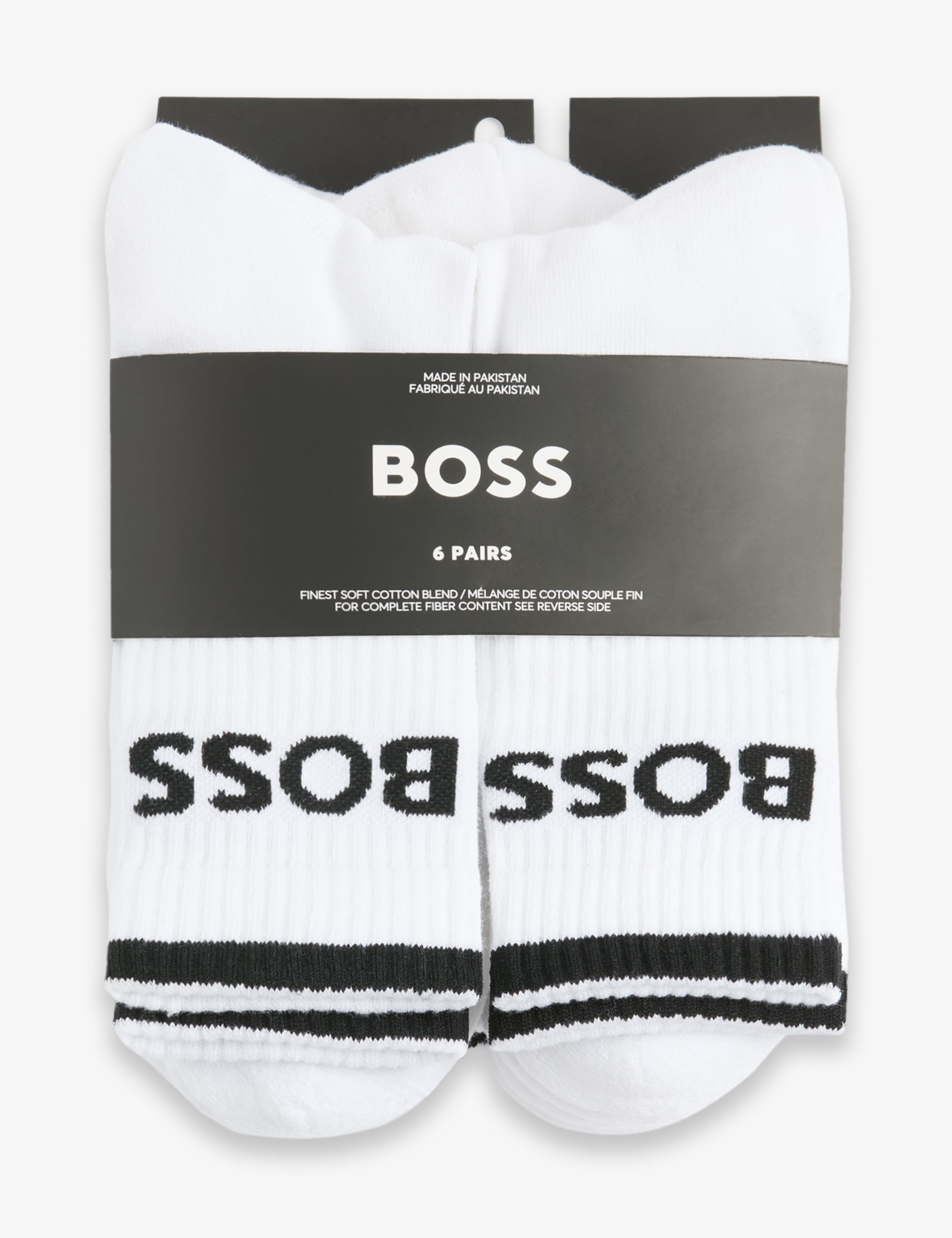 Boss 6 Pack Stripe Cotton Rich Ankle Socks