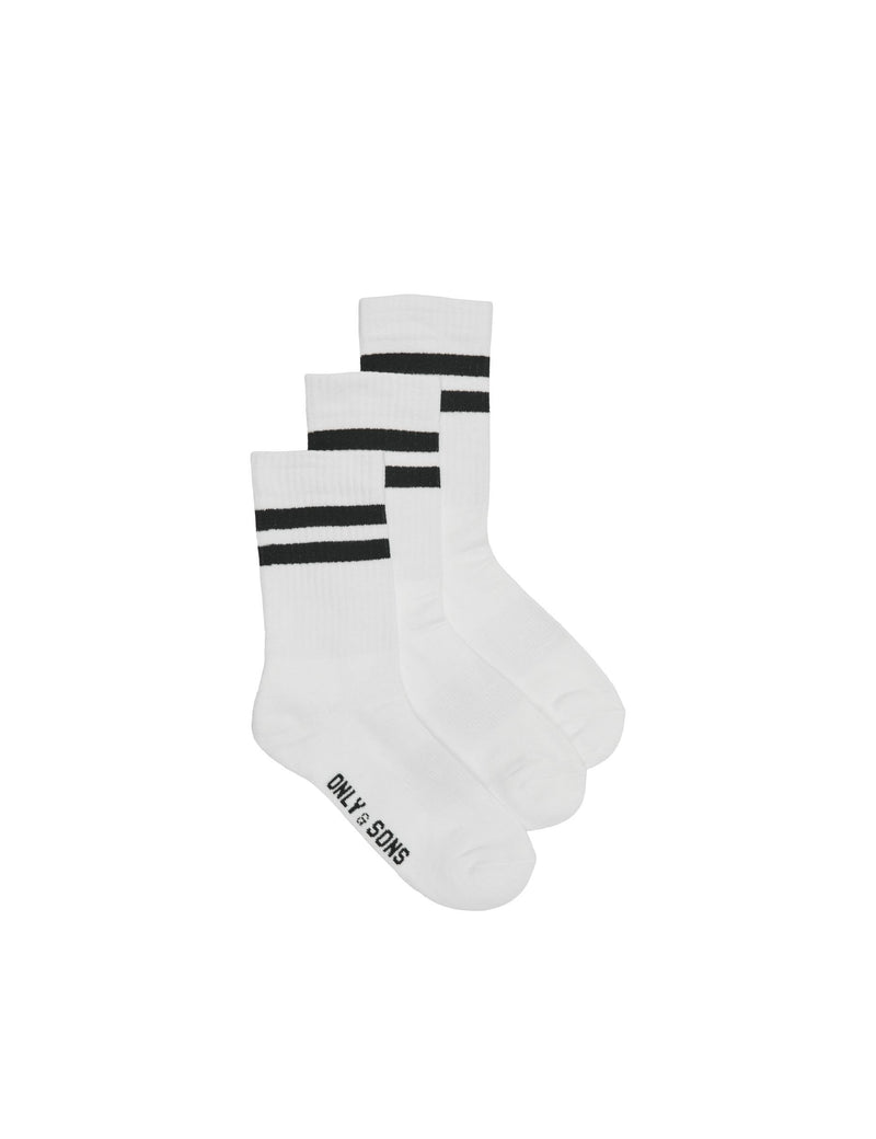 ONLY & SONS 3 Pack Striped Cotton Rich Socks