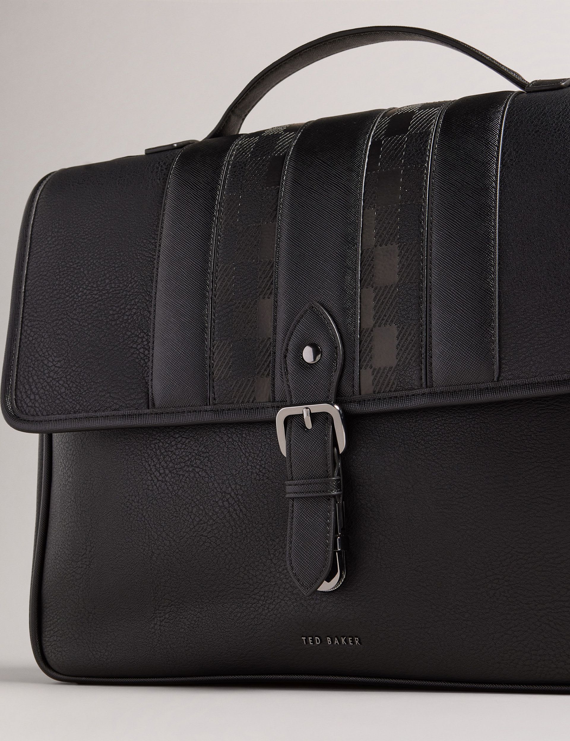 Ted Baker buckle messenger bag with checked pattern, UK version