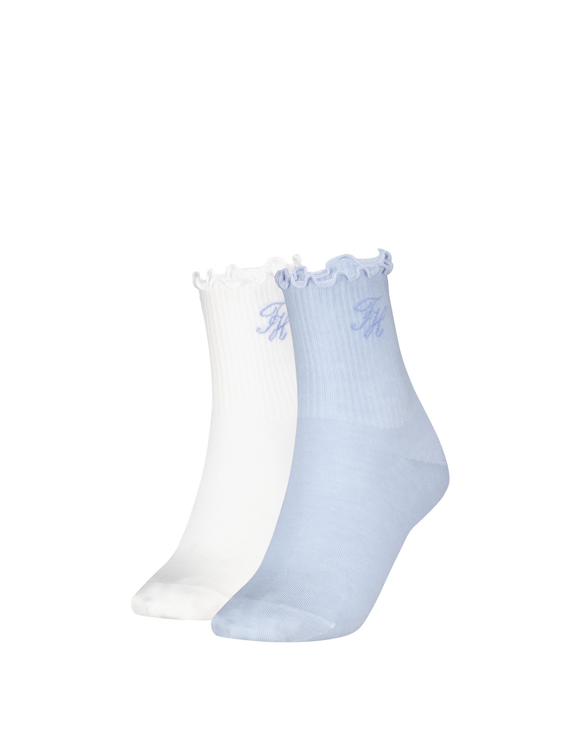 Tommy Hilfiger 2 Pack Cotton Rich Refined Monogram Ankle High Socks