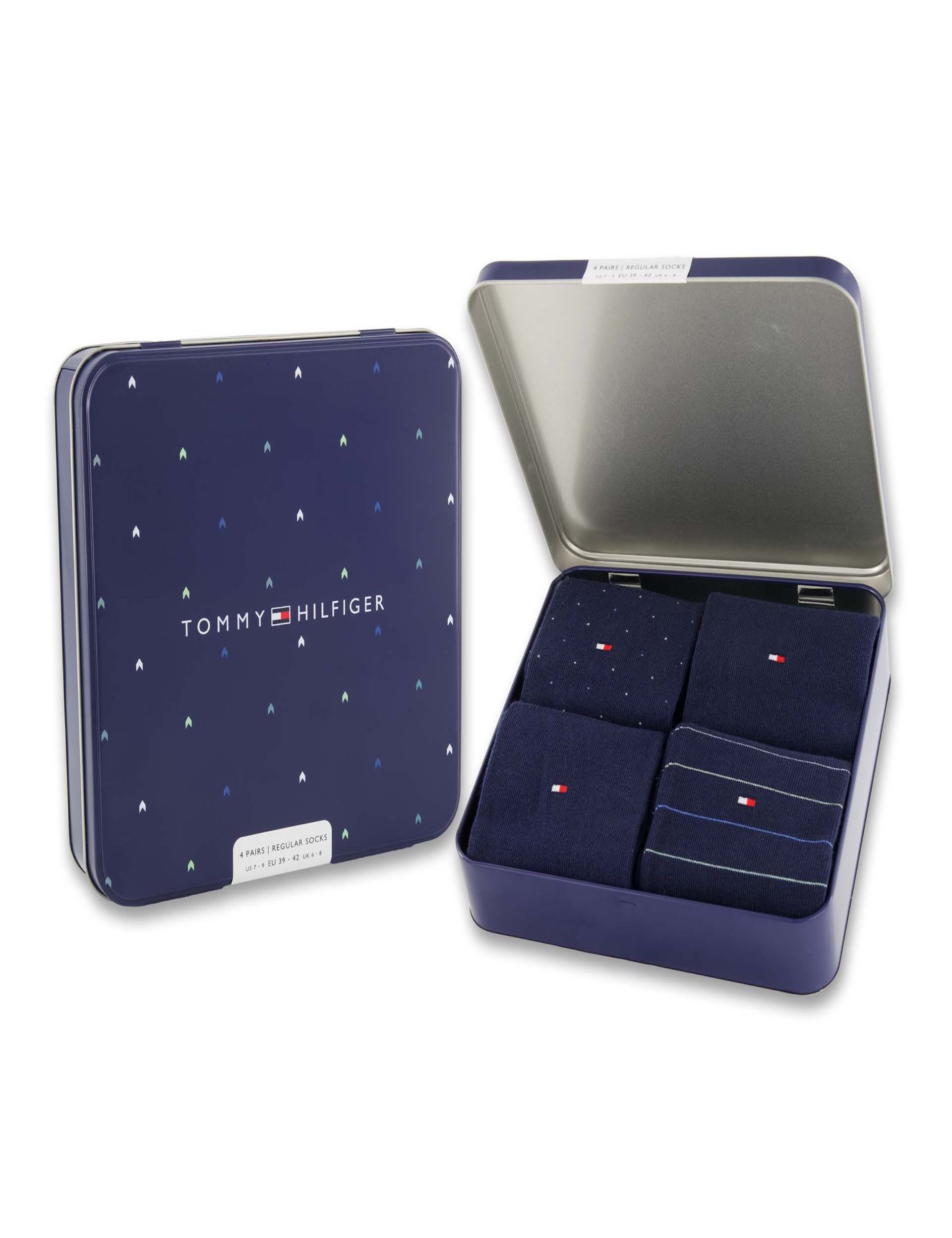 Tommy Hilfiger 4 Pack Assorted Cotton Rich Socks Gift Tin