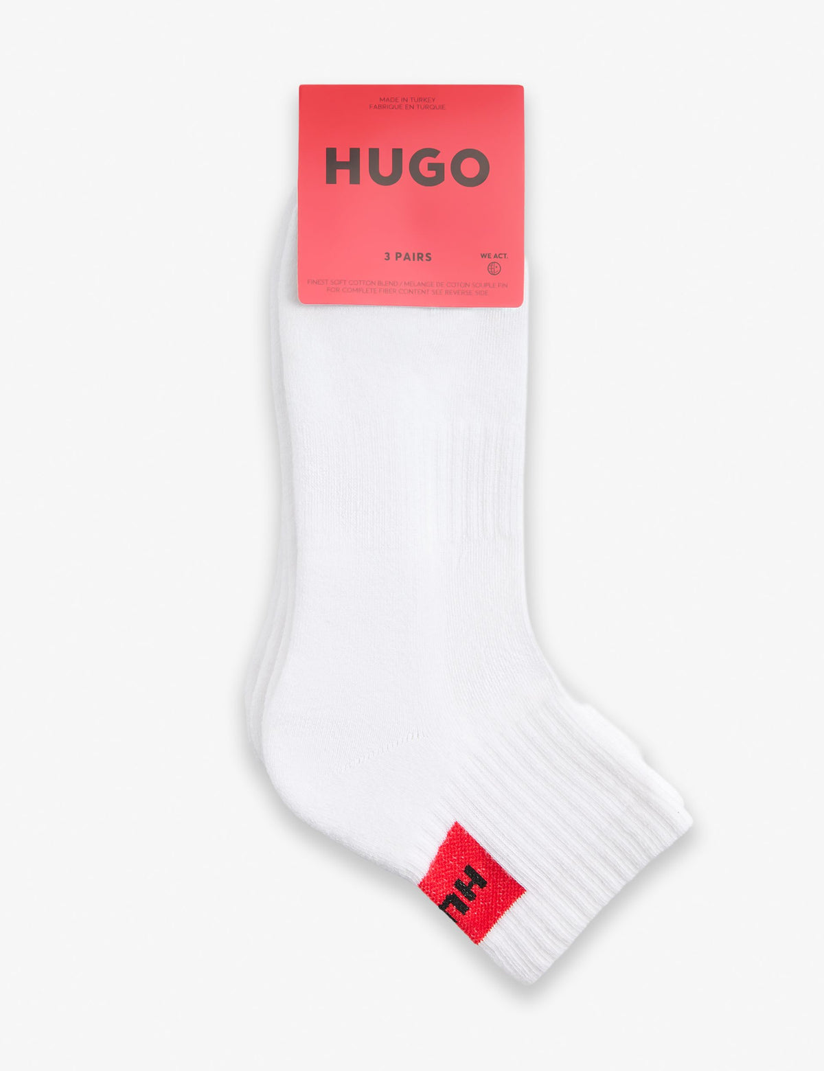 HUGO cotton rich ribbed socks 3 pack (British brand)