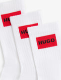HUGO 3-pack cotton rich ribbed socks with logo label (British brand)