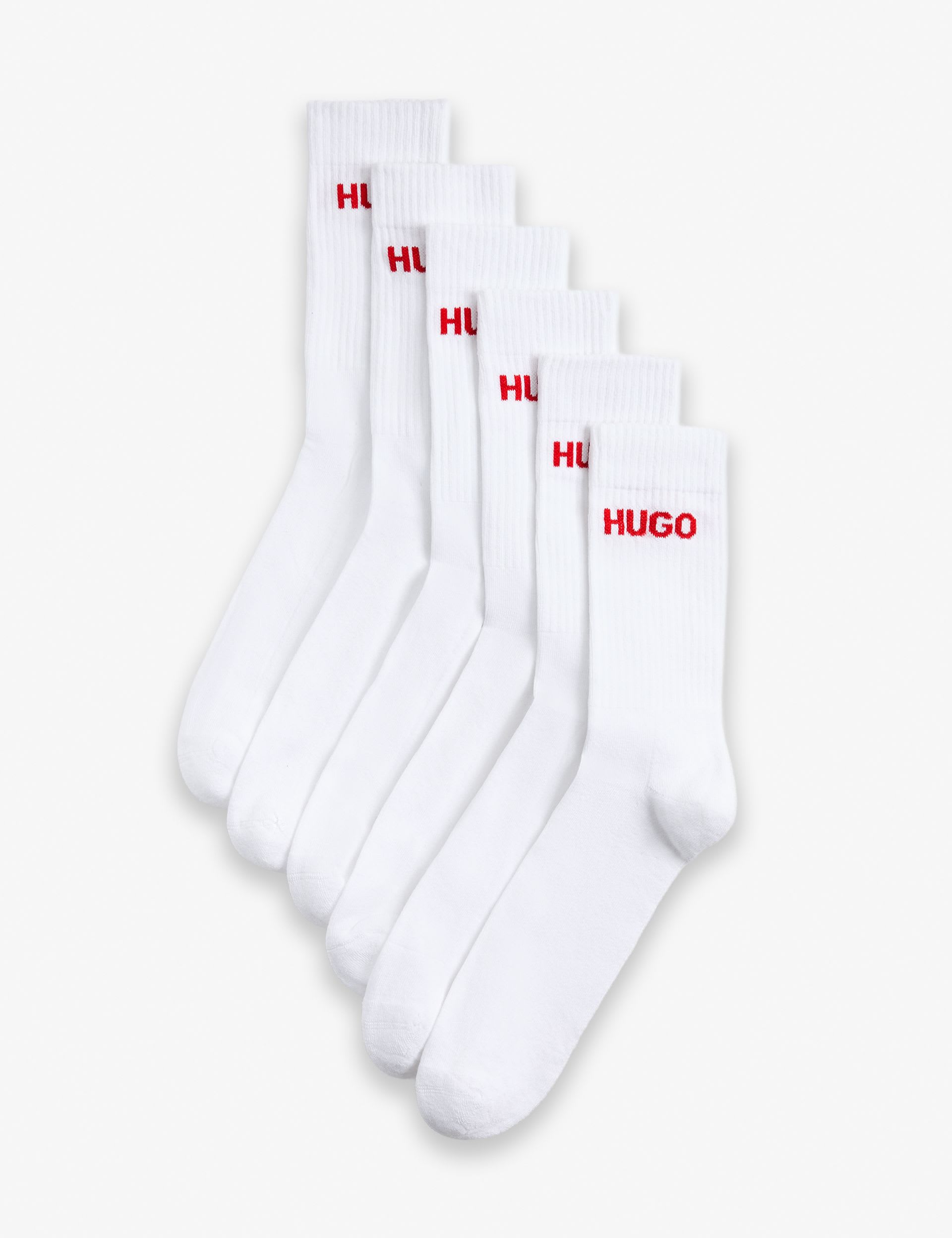 HUGO Logo Baumwollsocken mit Rippstrick, 6er-Pack (britische Marke)