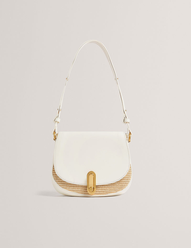 Ted Baker faux leather raffia twist lock shoulder bag (British brand)