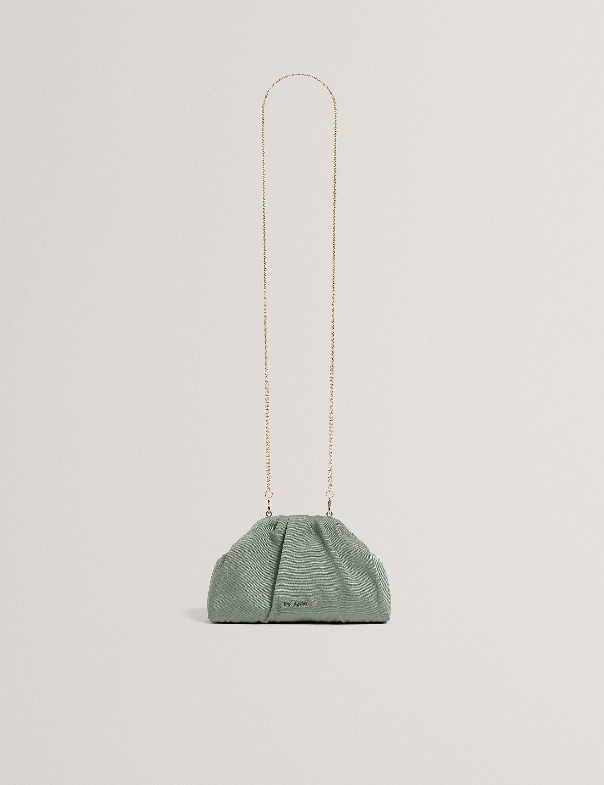 Ted Baker fabric gathered chain strap clutch bag (British brand)
