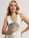 Ted Baker fabric gathered chain strap clutch bag (British brand)
