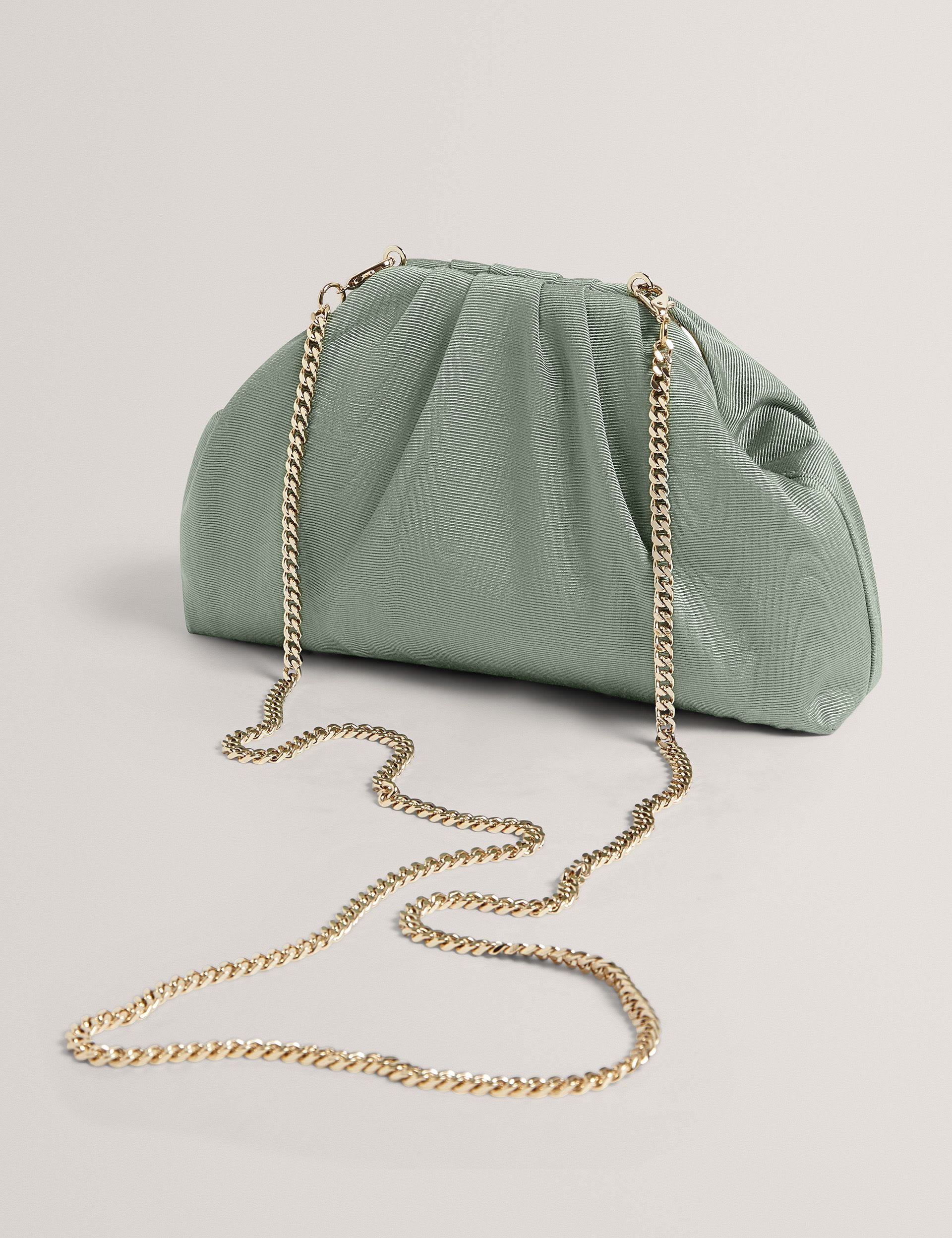 Ted Baker fabric gathered chain strap clutch bag (British brand)