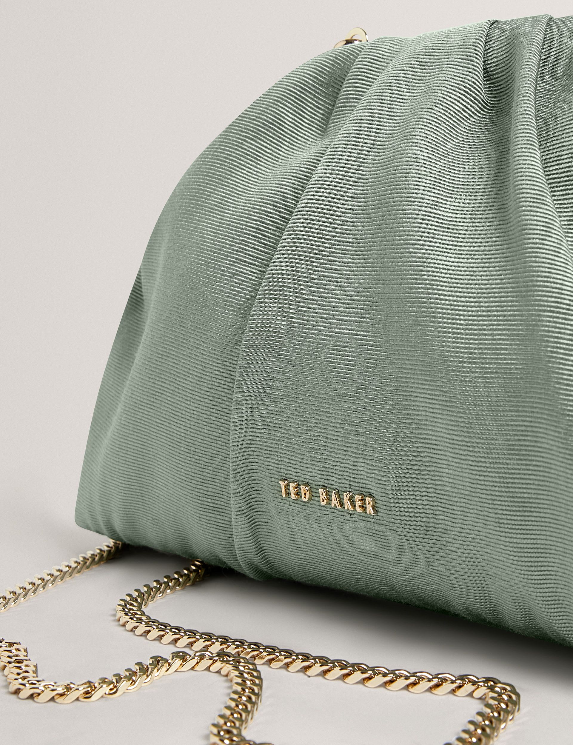 Ted Baker fabric gathered chain strap clutch bag (British brand)