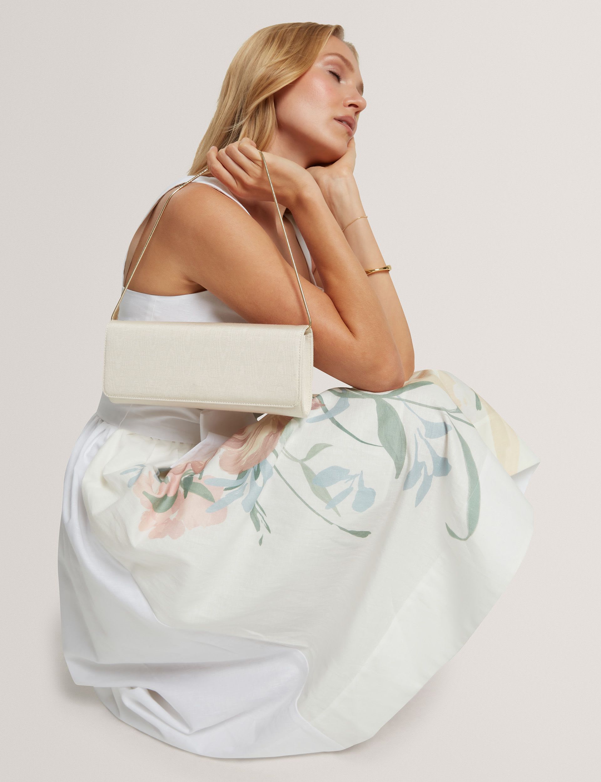 Ted Baker baguette clutch bag with chain strap, UK version