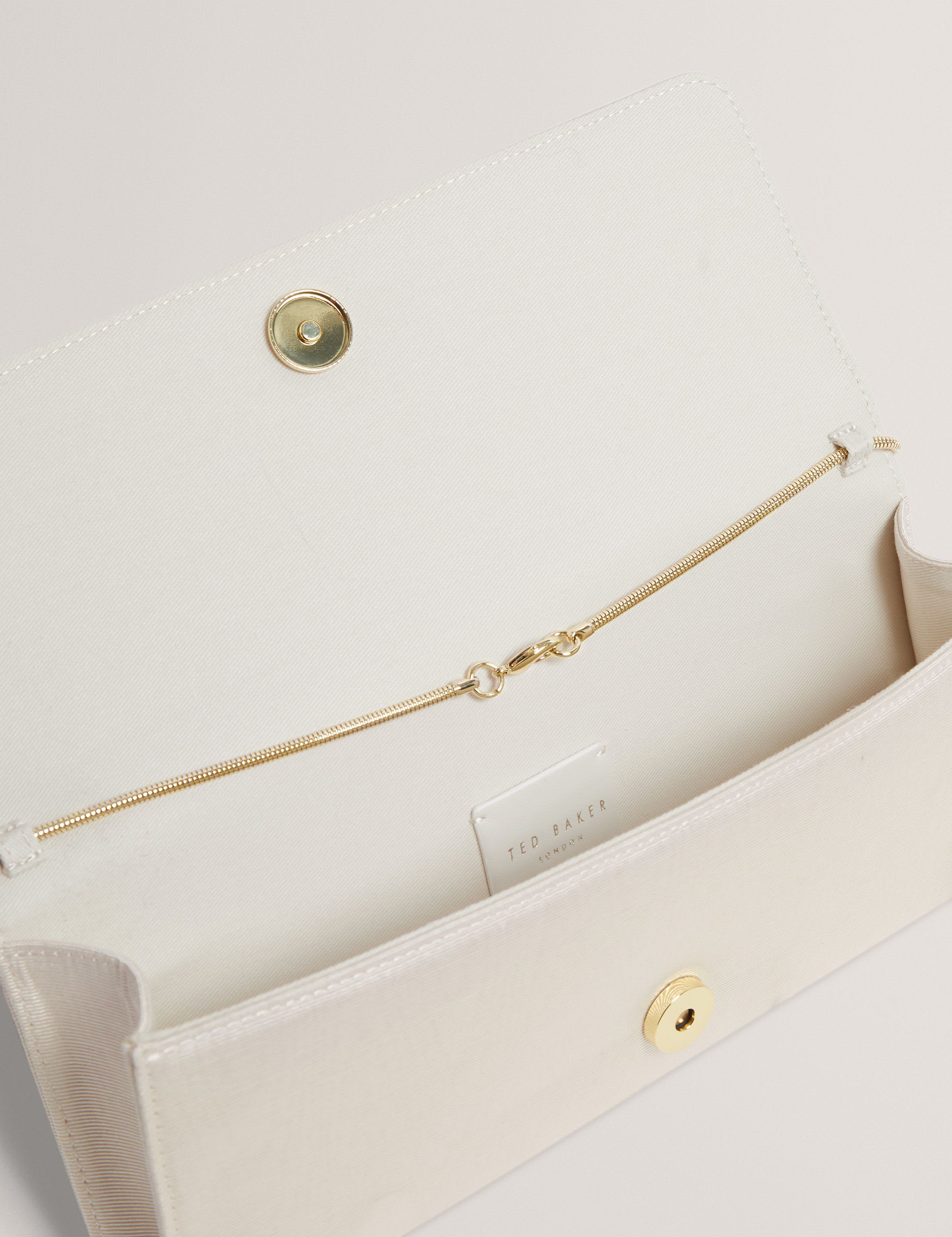 Ted Baker Stoff Moire Kettenriemen Baguette Clutch Tasche