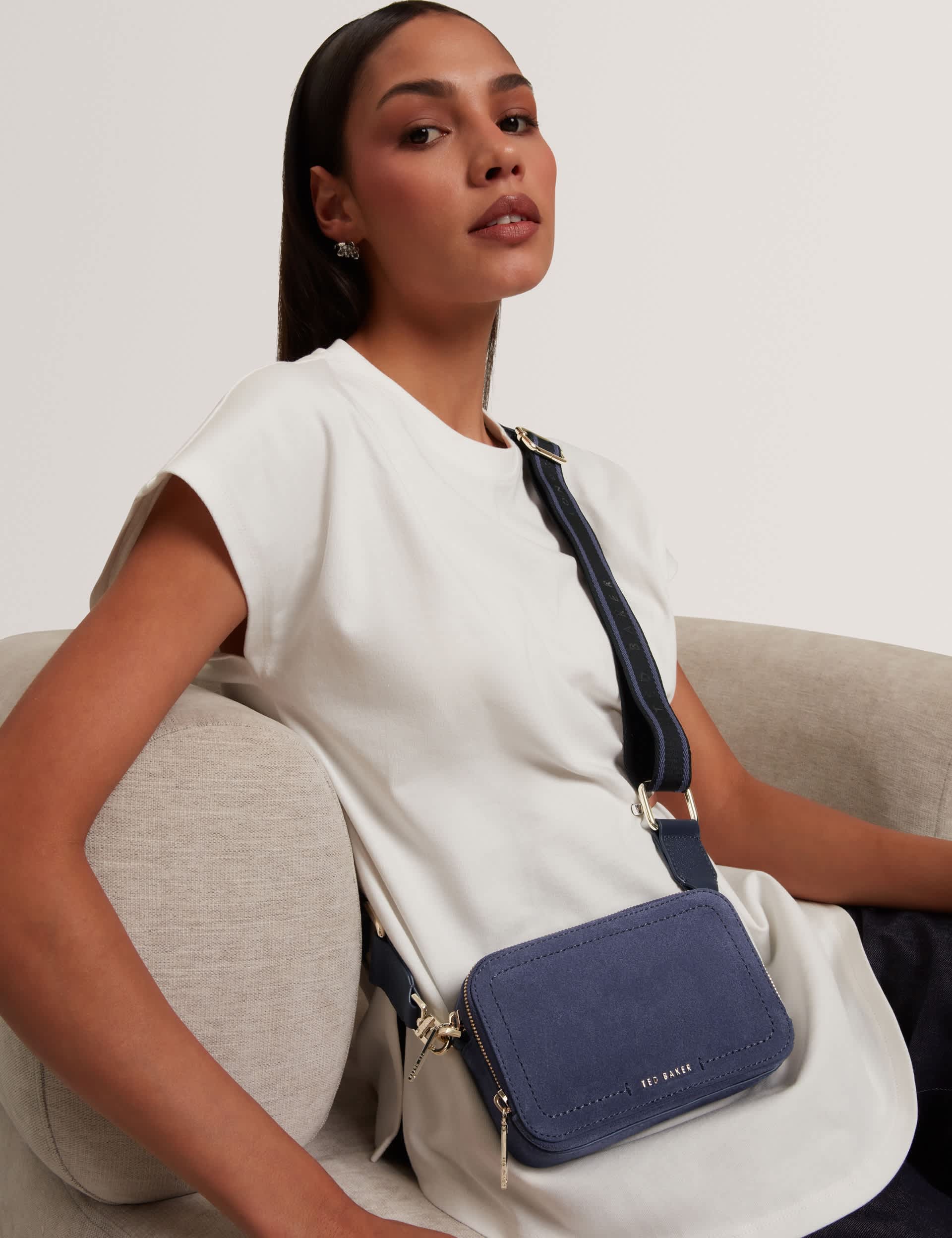 Ted Baker suede camera bag cross body strap (British brand)