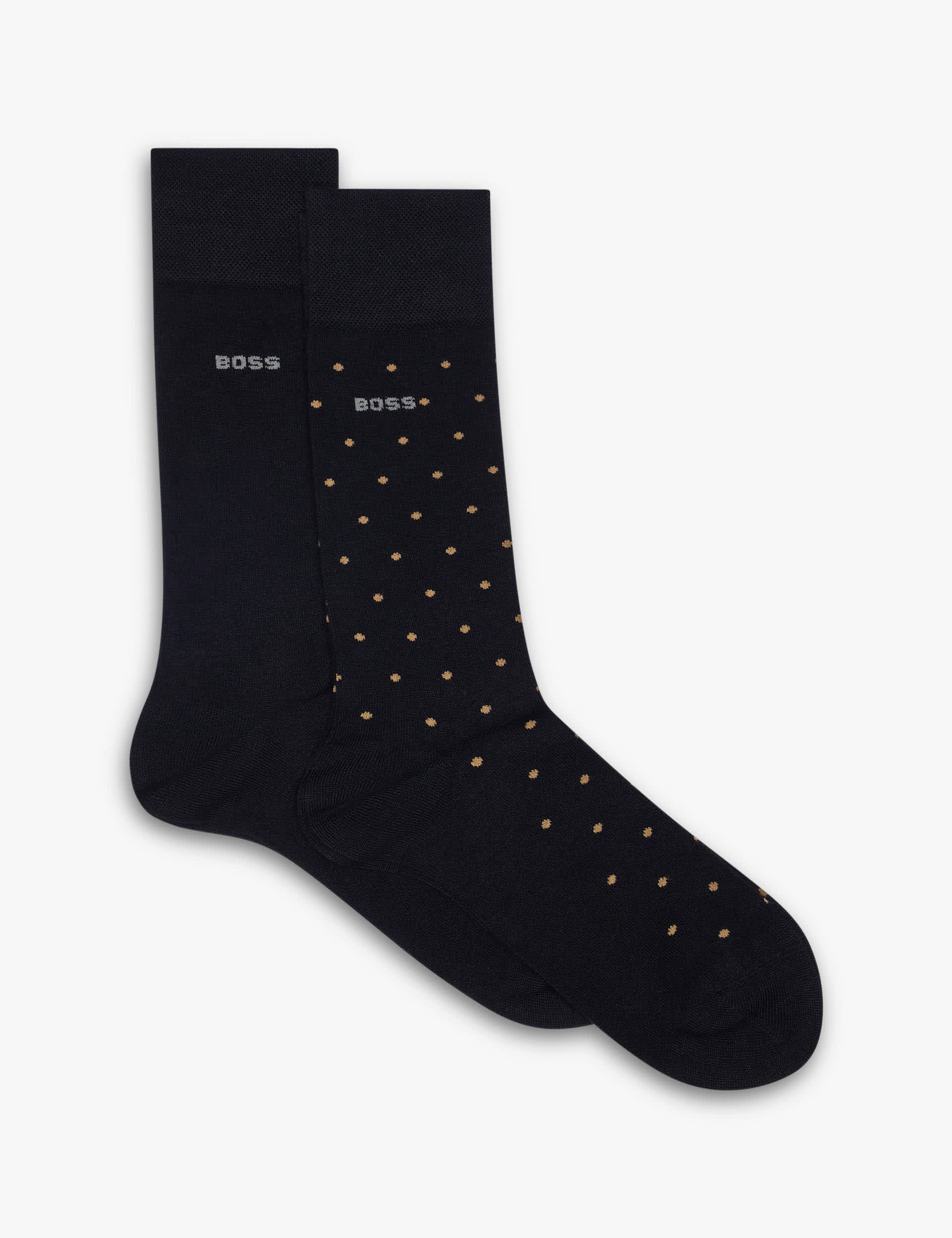 BOSS 2 Pack Spot Socks, one plain and one spot design, UK version