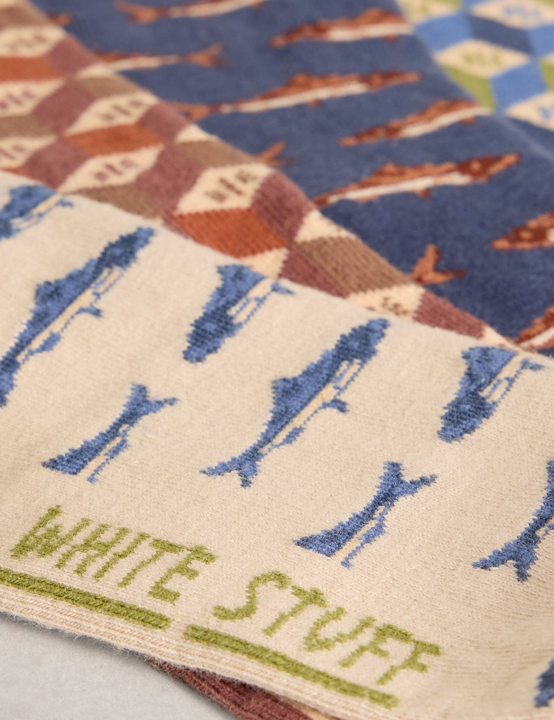 White Stuff cotton rich fish pattern socks 4 pack, UK version