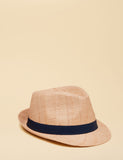 Joules straw trilby raffia hat with woven texture - British product