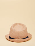 Joules straw trilby raffia hat with woven texture - British product
