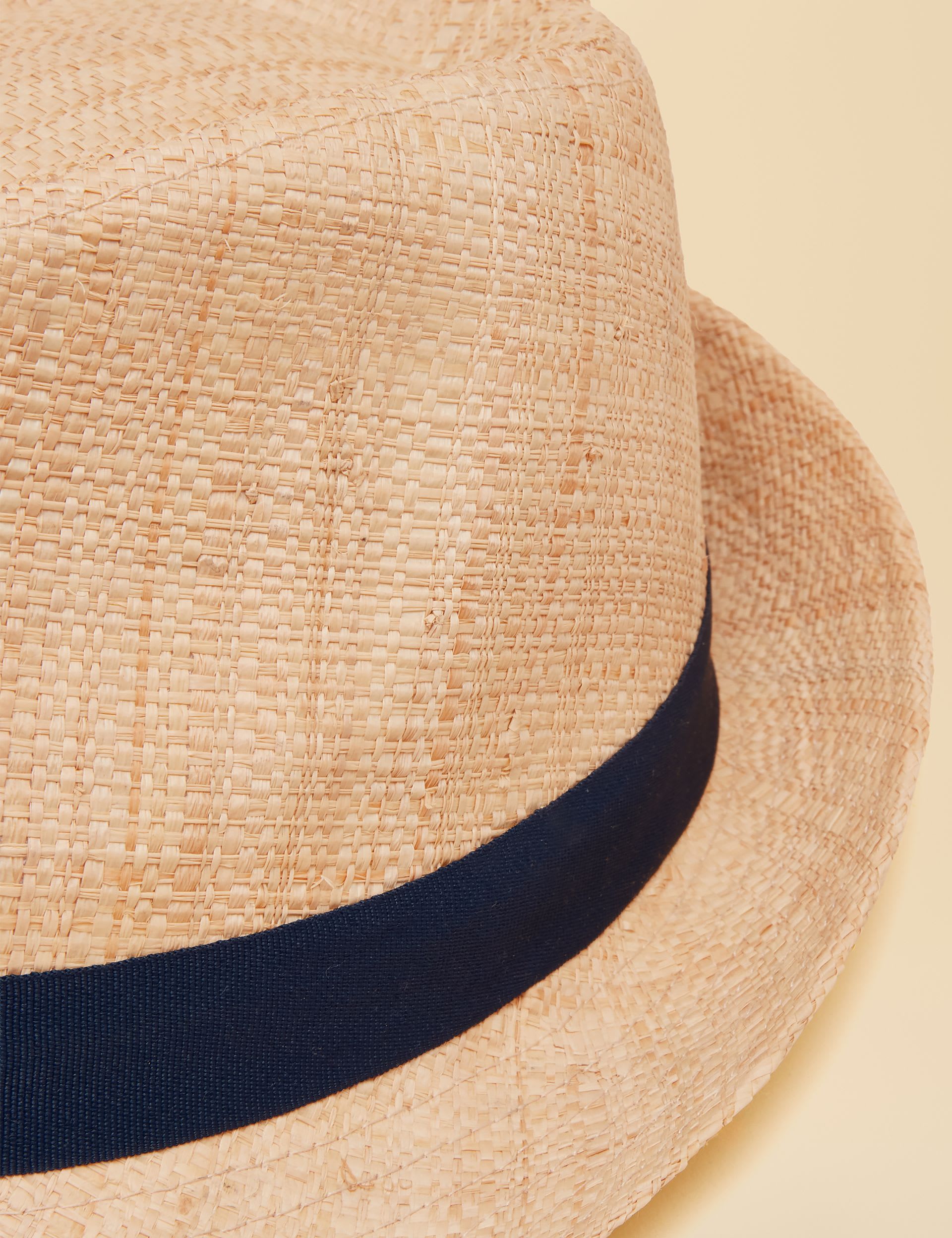 Joules straw trilby raffia hat with woven texture - British product