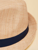 Joules straw trilby raffia hat with woven texture - British product