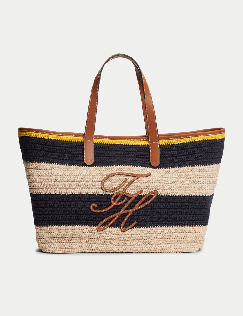 Tommy Hilfiger pure cotton striped tote bag, imported from the UK