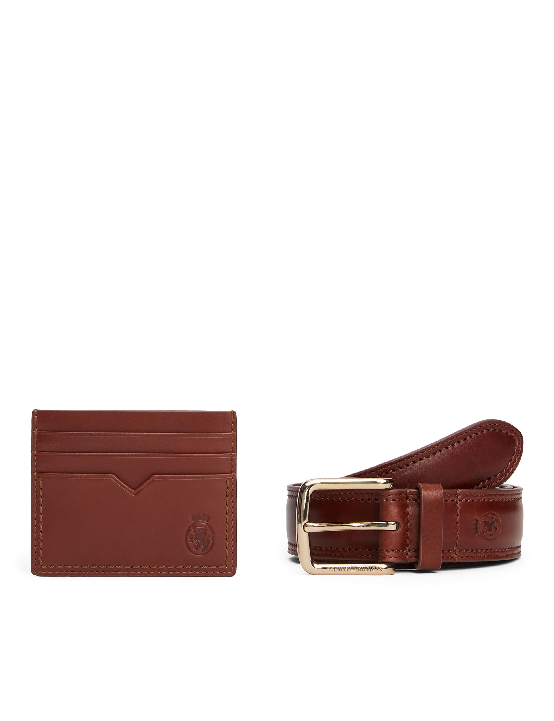 Tommy Hilfiger leather belt and card holder gift set (British brand)