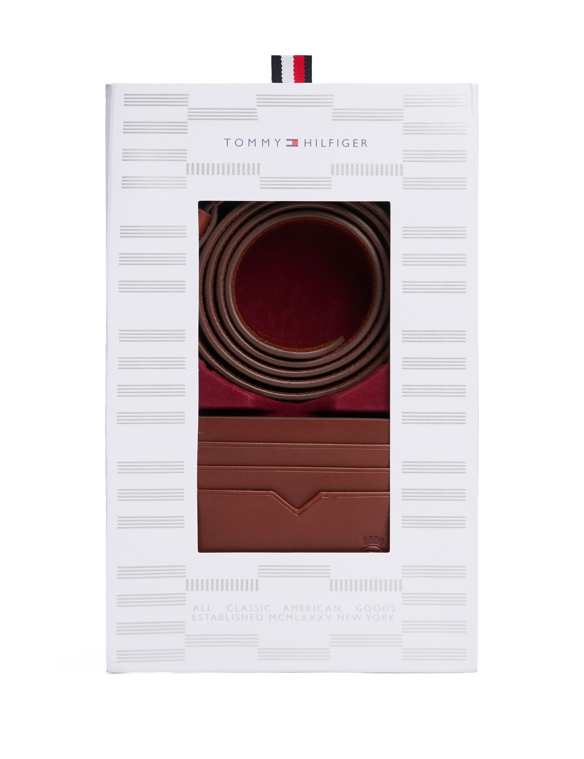 Tommy Hilfiger leather belt and card holder gift set (British brand)