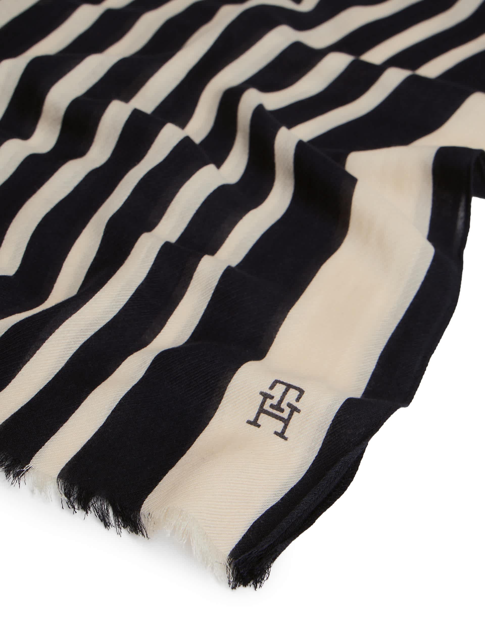 Tommy Hilfiger Elevated Chic Cotton Rich Striped Scarf, imported from the UK