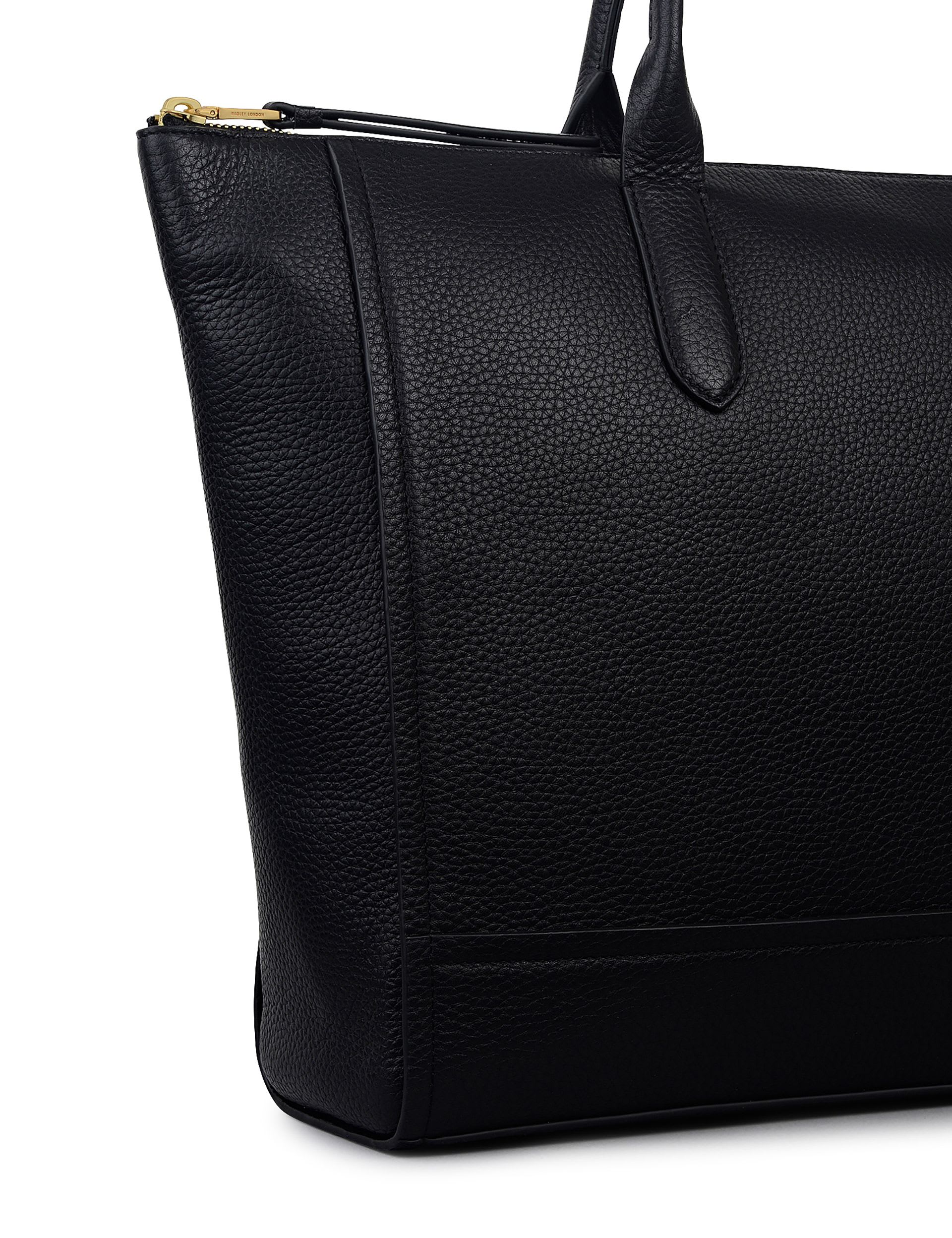 Leather Oak Street zip top tote bag in genuine leather, imported from the UK