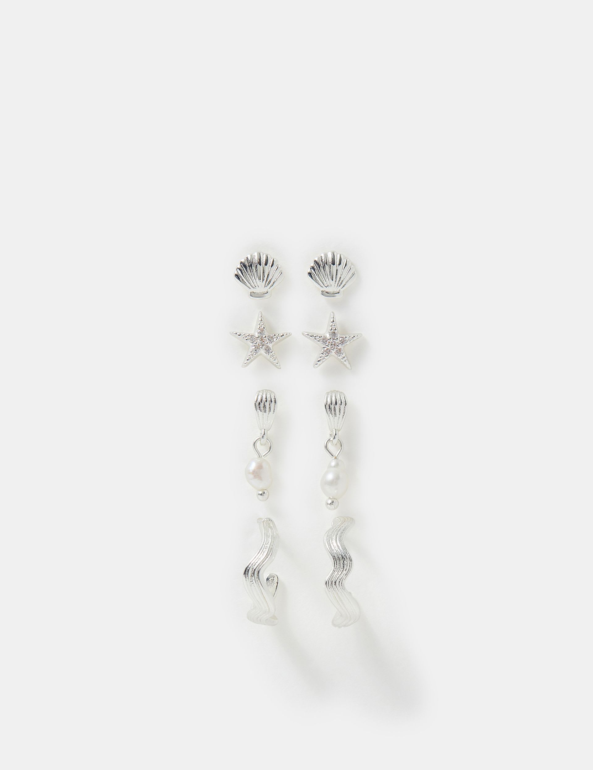 Accessorize sterling silver plated mixed earrings 4 pack, UK version