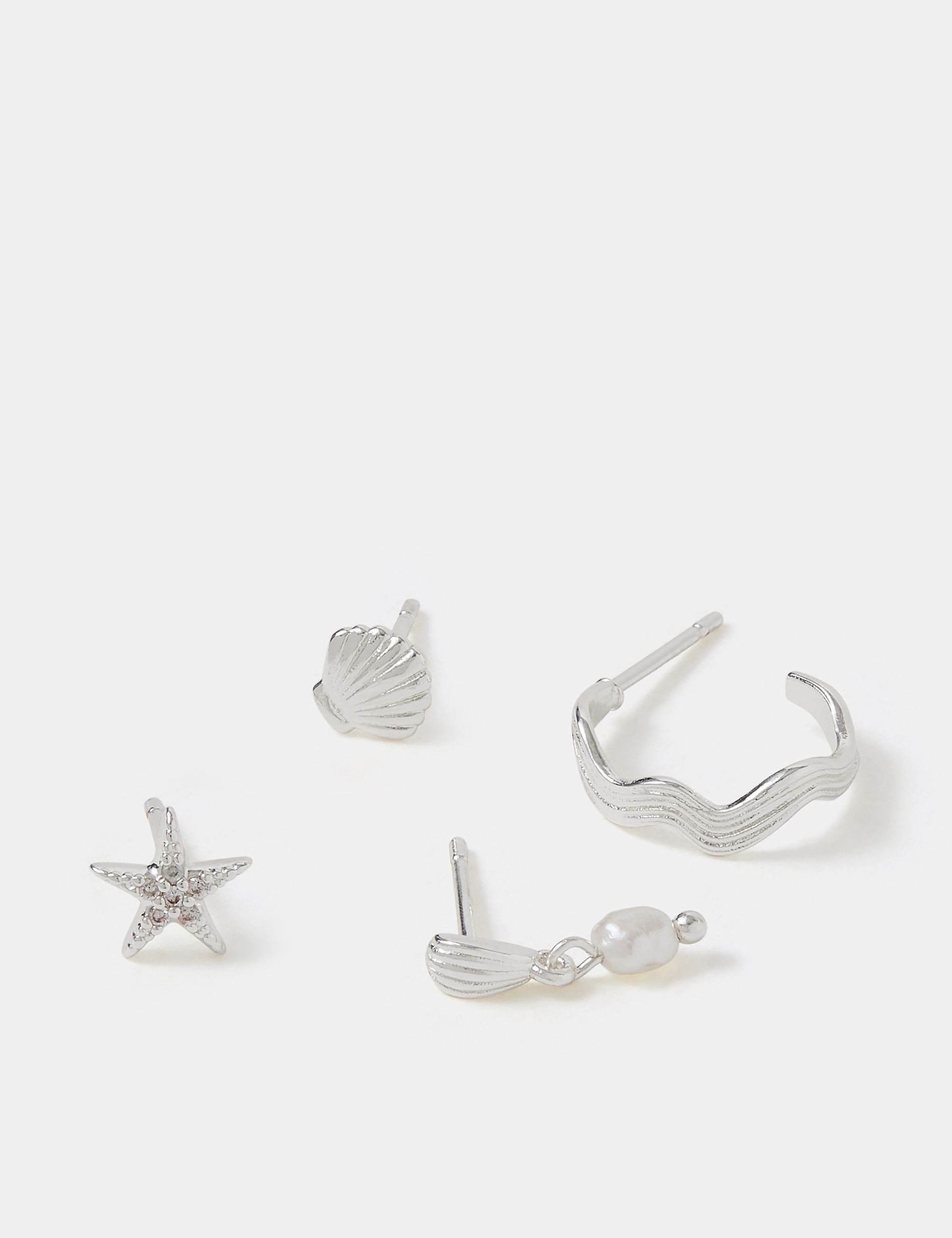 Accessorize sterling silver plated mixed earrings 4 pack, UK version