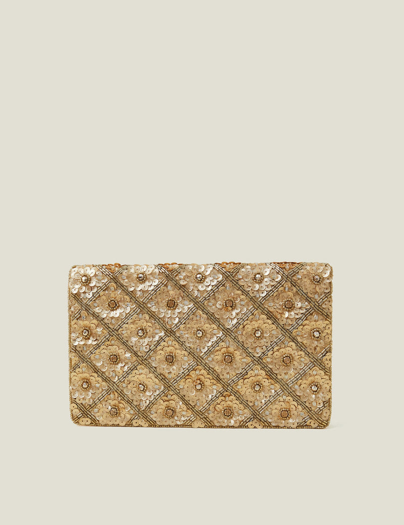 Accessorize beaded sequin chain strap clutch bag - British product