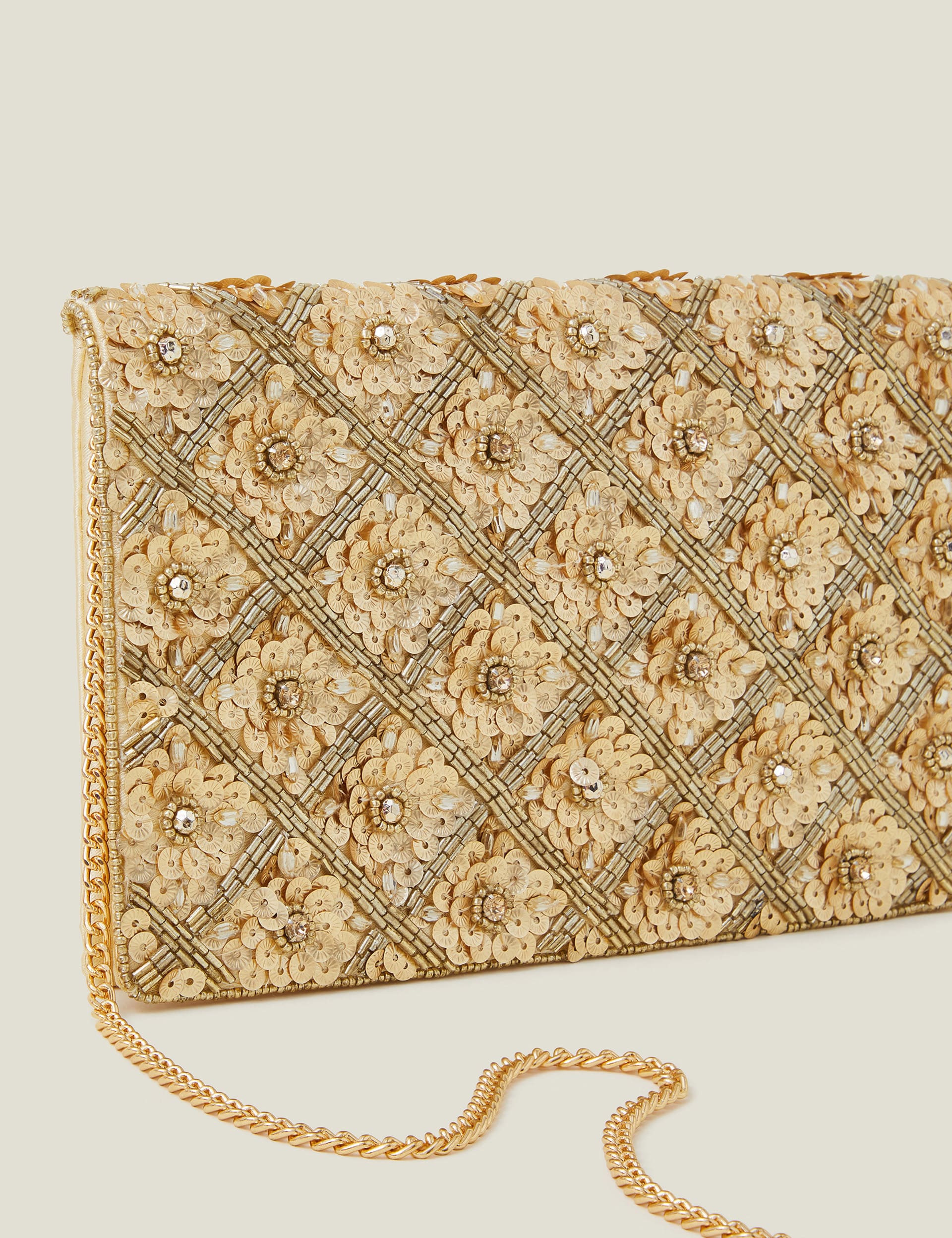 Accessorize beaded sequin chain strap clutch bag - British product